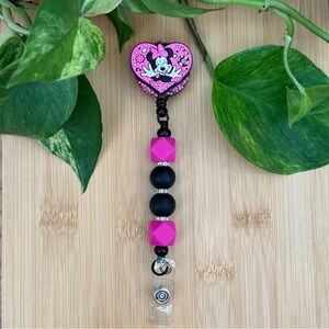 ✨ Disney-Inspired Bling & Silicone Beaded Retractable ID Badge Holder 🏰